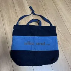 niko and ... ボアトートバッグ 黒青