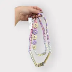 パステルカラー 花モチーフ スマホショルダーストラップ