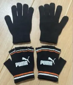 PUMA キッズ手袋セット 黒　3wayのサムネイル