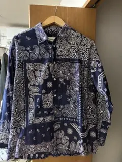 ミヤギヒデタカ MYAGIHIDETAKA ネイビー バンダナ柄 長袖シャツ - メルカリ