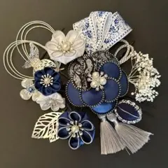 つまみ細工 かすみ草髪飾り成人式 卒業式 結婚式 七五三