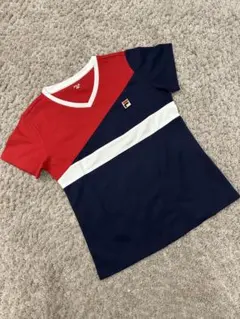 フィラテニスシャツ紺赤