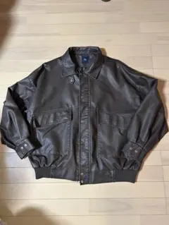 比翼デザインヴィンテージライク オーバーサイズブルゾン　レザーブルゾン