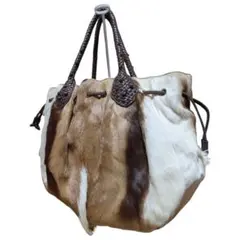 ロングハラコ リアルファー ガゼル トートバッグ PEAKSPEAK 牛革 A4