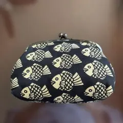 たいやきがま口ポーチ ハンドル付き