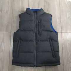 美品 ポロ グレー&青 リバーシブルダウンベスト 120cm