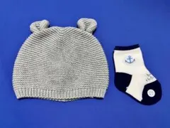 新品　baby Gap  くま耳ニット帽　bebe靴下　セット