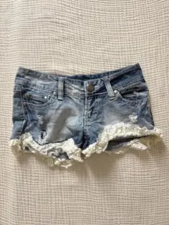 レース　デニムショートパンツ