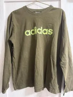 adidas アディダス 長袖Tシャツ ロンT カーキ Lサイズ ロゴプリント⁠のサムネイル