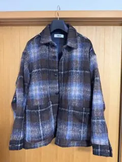 PUBLUX シャギーオーバーチェックジャケット Sサイズ ブラウン