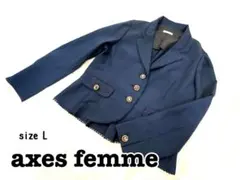 axes femme ペプラムテーラードジャケット ネイビー レース　プリーツのサムネイル