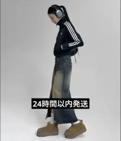 BLACKUP ログウォッシュロングデニムスカート