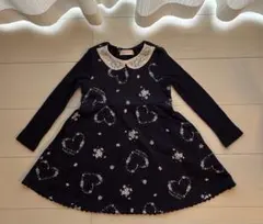 mezzo piano ネイビー ハート花柄 ワンピース 110