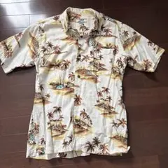 90s〜00s Piko ヴィンテージアロハシャツ ヤシの木柄 ベージュ系 Mのサムネイル