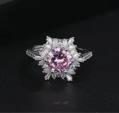 おしゃれ☆早い者勝ち超特価☆ピンクラウンドカットストーンリング フリーサイズ