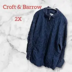 【希少サイズ2X】Croft & Barrowキルティング切替 ニットジャケット