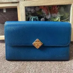 SONIA RYKIEL 長財布 ブルー SＲロゴ レザー フラップウォレットのサムネイル