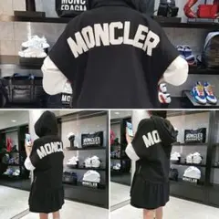 〈新品タグ付き〉MONCLER パーカー 裾フリル ミディアム丈 半袖 黒 S