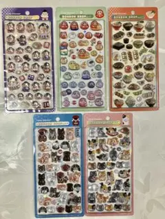 【正規品】和柄 ボンボンドロップシール 相撲・だるま・日本食・犬・猫 5枚セット