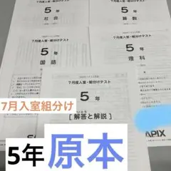 【原本】　サピックス 5年　7月度入室・組分けテストのサムネイル