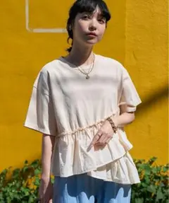 フリークスストア　裾フリルピグメントTシャツ