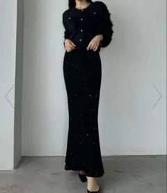 Louere スパンコールマーメイドニットスカート