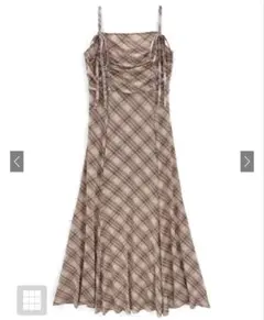 GRL チェック柄ギャザーリボンキャミソールワンピース dk1411