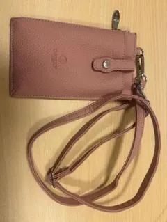 ピンク レザー風 スマホショルダーバッグ