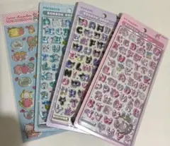 正規品☆　サンリオ　ボンボンドロップシール moji文字　キラフチ樹脂盛り　４枚