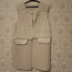 アイボリー フェイクファー ベスト