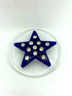 星型 ブローチ ネイビー ラインストーン　80's アクリル　ビッグサイズ