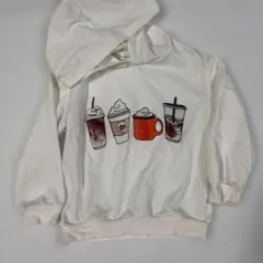 SHEIN シーイン ドリンクイラスト トレーナー フード付き 5Yサイズ 白