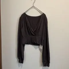 Dazy ダークグレー クロップド長袖トップス