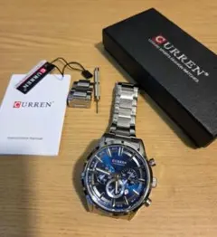 CURREN クロノグラフ メンズ腕時計 ブルー 箱付
