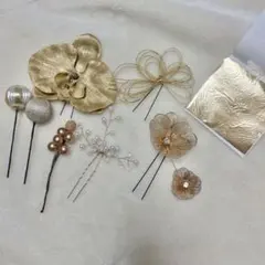 和装髪飾り7本セット 金箔付き 成人式/卒業式/結婚式のサムネイル