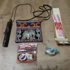 アジアン雑貨　象さんのポーチ　線香立て　象さんキャンドル　竹製しおり　ペンケース