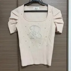 Darich パフショルDRロゴビジューニットトップス ピンク ダーリッチ