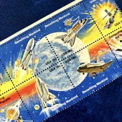外国切手 アメリカ 宇宙開発 未使用 8種連刷完 1981年 ヒンジ無し