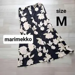 【marimekko】ロングスカート ネイビー 38 M 花柄のサムネイル