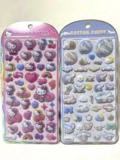 コットンパフィーシール　ハローキティ シナモロール　2枚セット