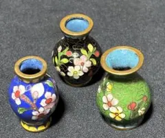 花柄金属製小型花瓶セット
