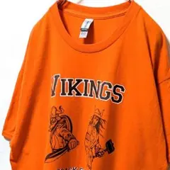 ギルダン バイキングス ロゴ Tシャツ オレンジ 橙色 L 古着