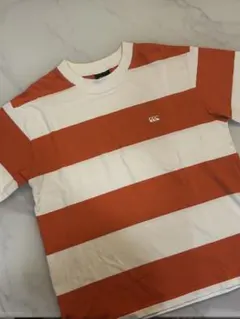 Canterbury ボーダー 半袖Tシャツ オレンジ×ホワイト M