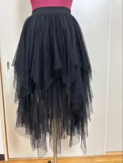 レイヤードチュールスカート 黒