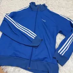 【古着】adidas ジャージ トラックジャケット ブルー 3本ライン
