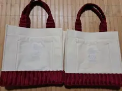 新品コメダ珈琲スクエアバッグカバン2個セット福袋ソファー柄生地トートバッグ