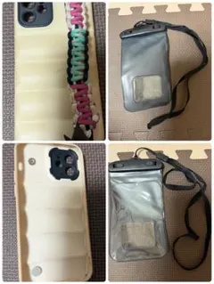 アイボリー iPhoneケース パラコードストラップ付き