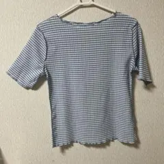 earth music &ecology青と白のストライプ 半袖Tシャツ