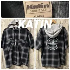 ライトオン　ケイティン　メンズXL チェックフードシャツ　オーバーシャツ