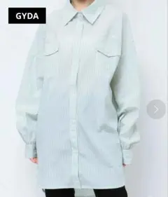 GYDA　シンプルストライプシャツ　ミントグリーンのサムネイル